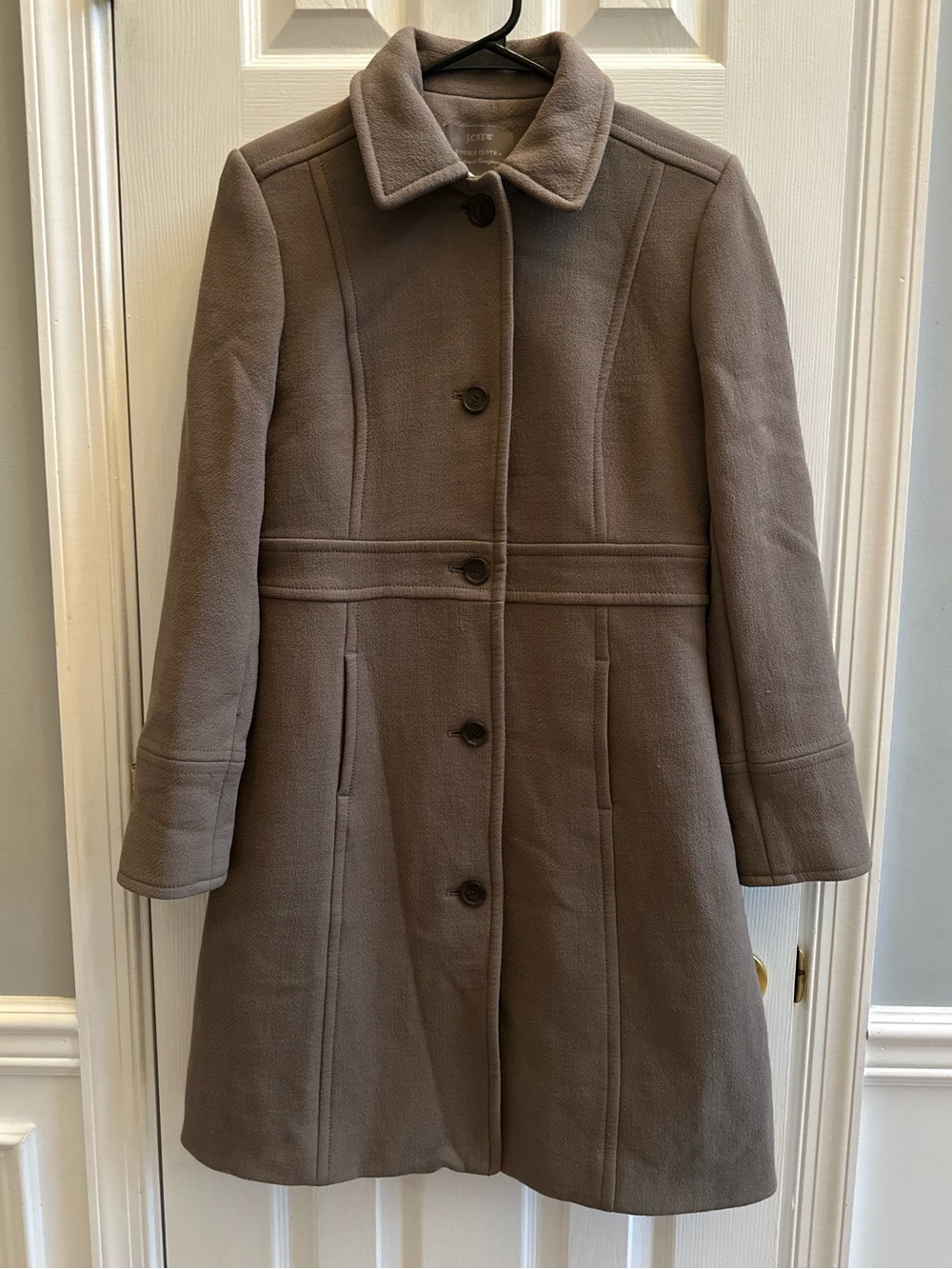 J. Crew Double Clothe Women's Wool-Blend Lady Day Coat Long Sleeve Taupe Size 8